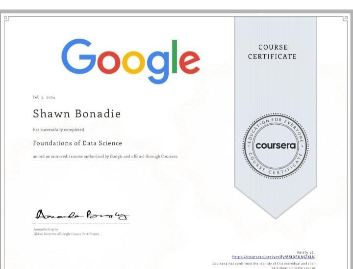 Google certification- Foundations of Data Science