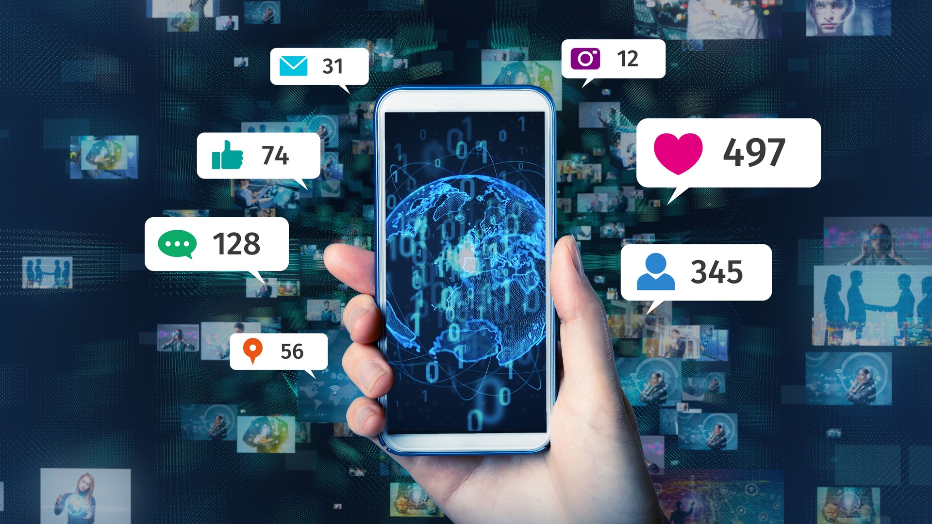 Social networking service concept. Streaming video.