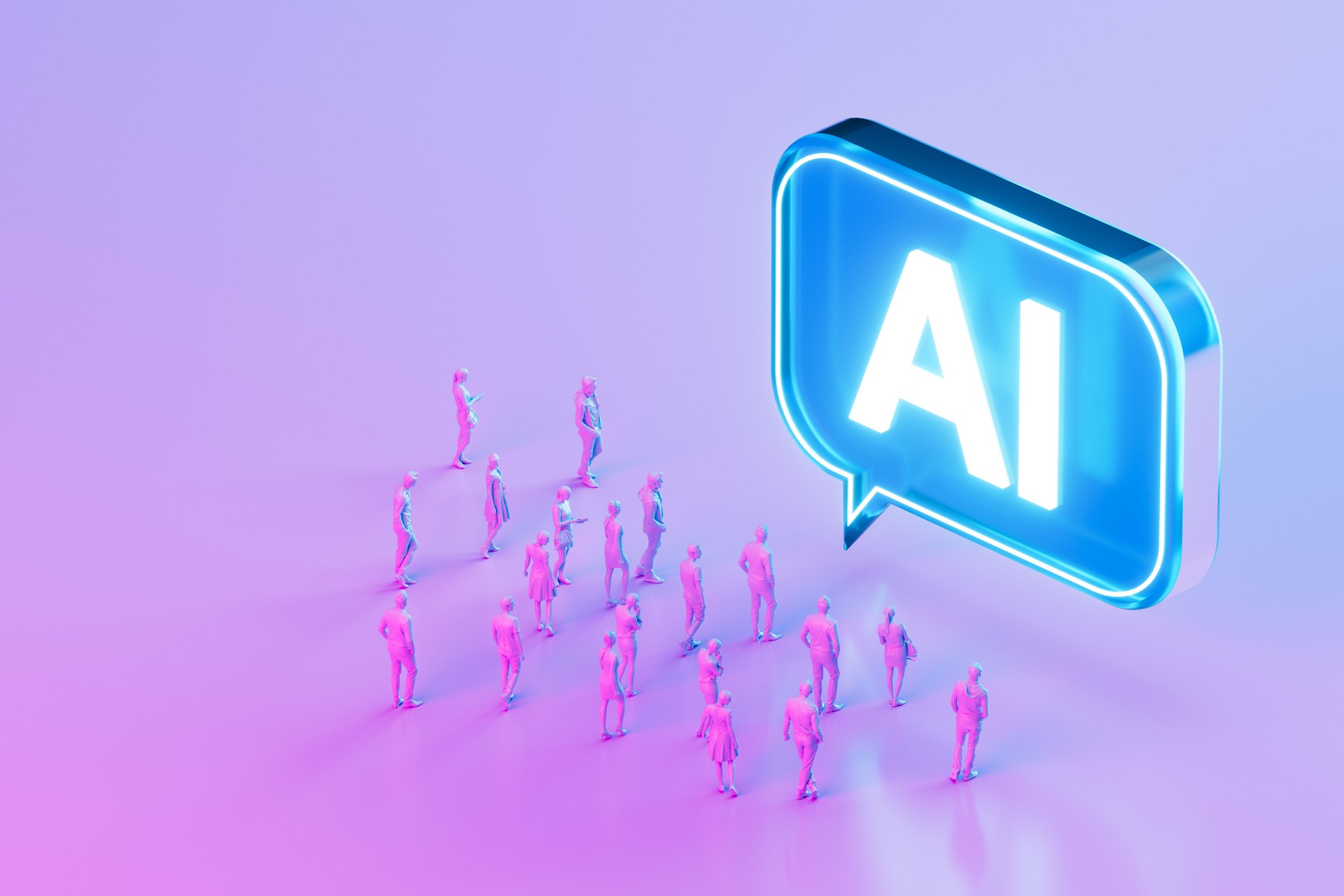 AI Artificial Intelligence Chatbot with Speech Bubble and Humans